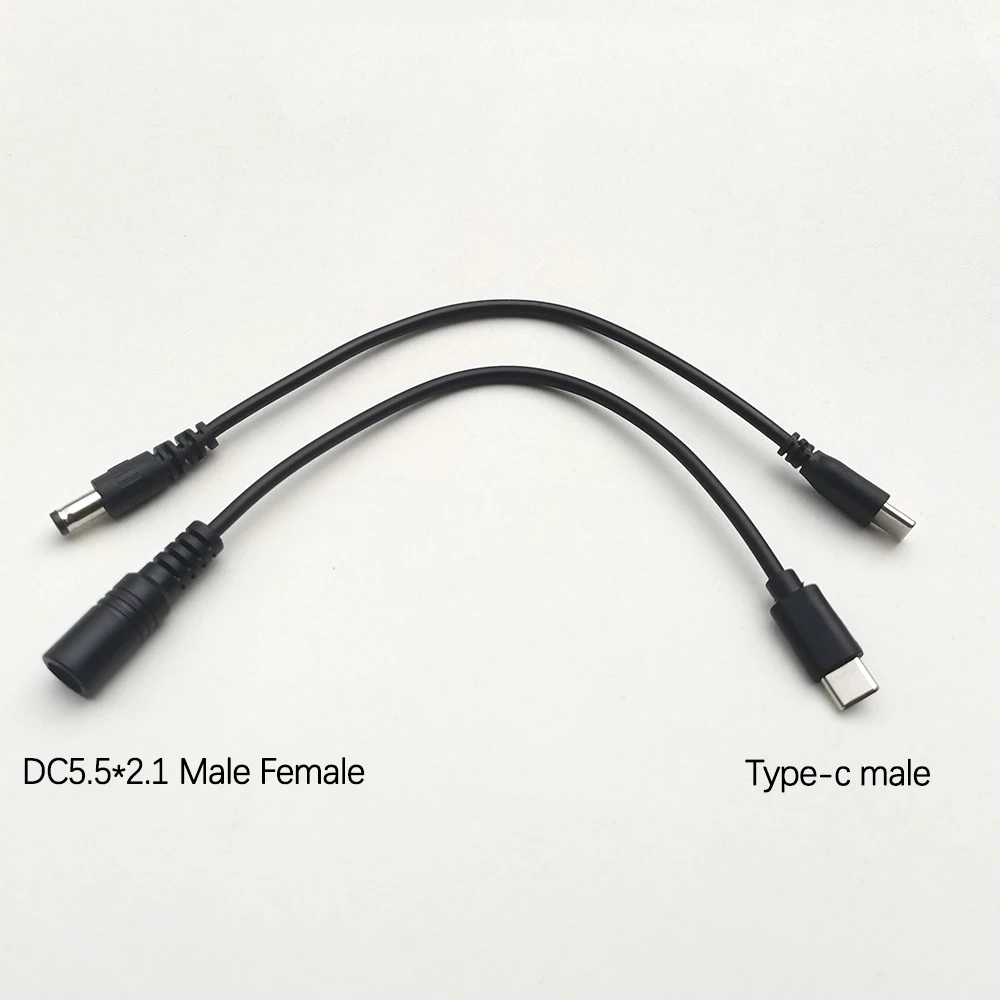 1pc Type C to DC 5.5x2.1mm Power Cable USB C Male/Female to DC Jack Adapter for Router CCTV LED Strip Laptop DC5.5*2.1 To Type-c