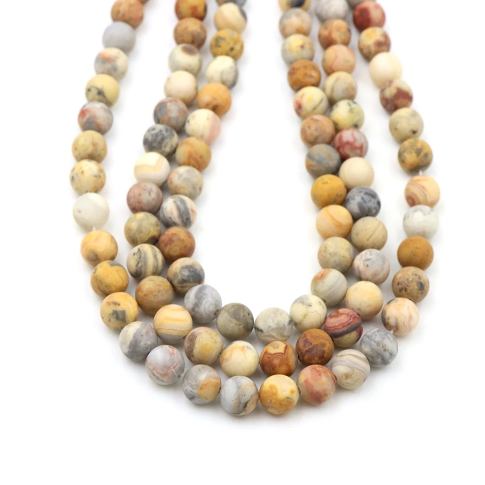 Pierre naturelle de 4 à 10mm, vernis mat, Agate folle, perles amples mates pour la fabrication de bijoux, bricolage de bracelets et de colliers, perles d'espacement, vente en gros