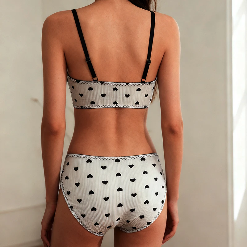 WarmSteps Dámské podprsenky, prodyšné, ultratenké, bez kostic, sexy spodní prádlo s potiskem srdce, měkké a útulné dámské kalhotky - náhled 3