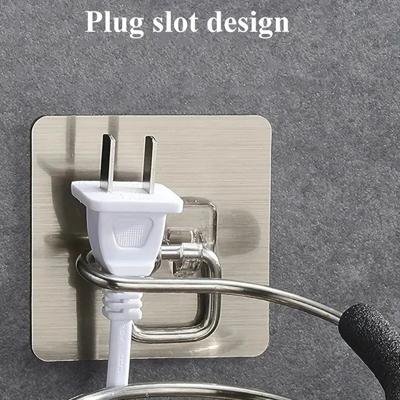 Soporte para secador de pelo de baño, sin necesidad de perforar, soporte para herramientas de cuidado del cabello, montaje adhesivo en la pared, herramientas para peluquería y salón.