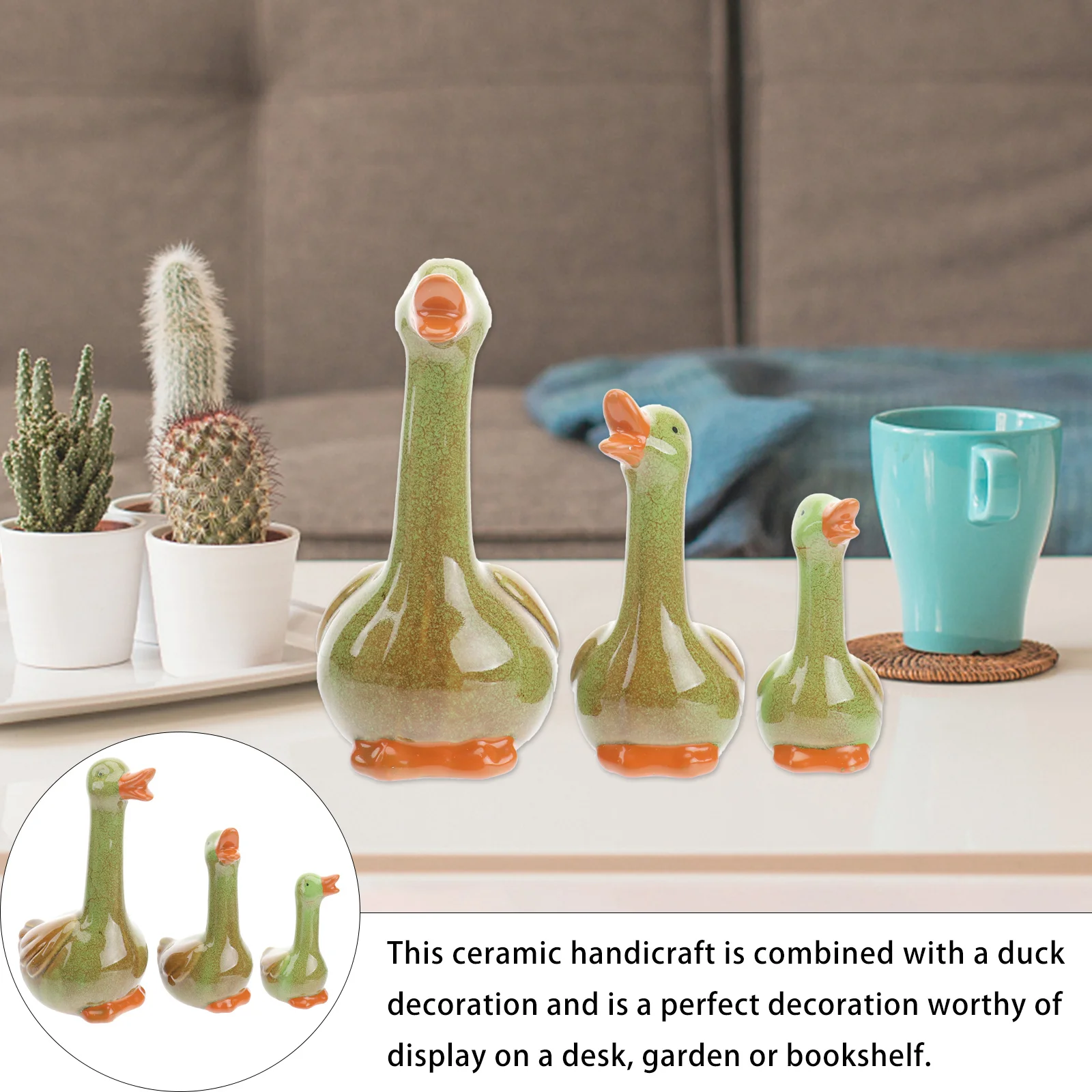 

3Pcs Unique Ceramic Duck Ornaments Perfect Gift for Friends Colleagues Home Garden Bookshelf Decoration Ceramic Crafts