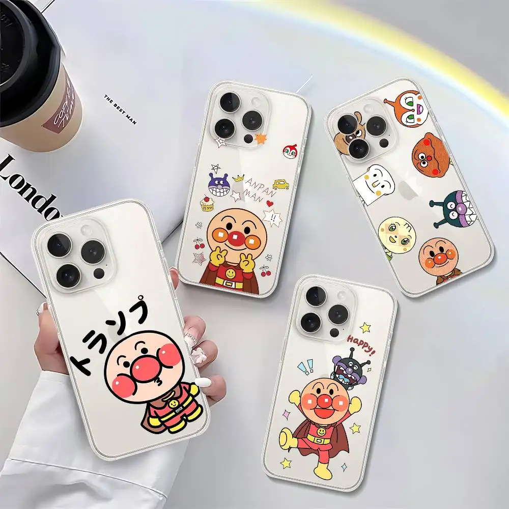 Anime A-Anpanman-s Niedliche Handyhülle für iPhone 17 16 15 14 Plus 13 12 11 Pro Max Transparente Rückseiten-Abdeckung
