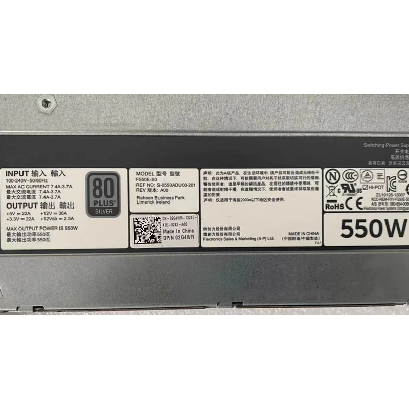 096R8Y 02G4WR Original For DELL R520 T420 550W Power Supply 96R8Y CN-096R8Y 2G4WR CN-02G4WR DH550E-S1 DPS-550PB F550E-S0 Tested