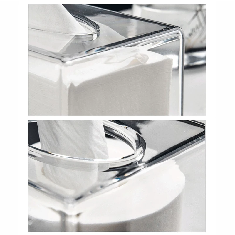 New Clear Acrylic Tissue Box Holder Tissue Dispenser Napkin Holder Car Home Office Desktop Tissue Storage Box Organizer image 6