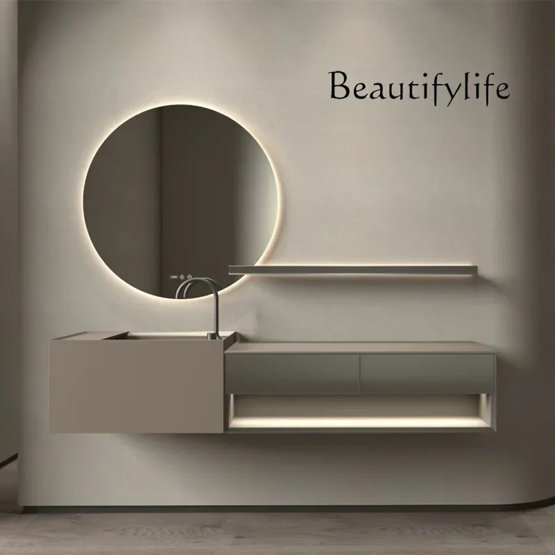 Q Slate integrated basin bathroom cabinet modern washstand Italian minimalist bathroom cabinet hand washbasin