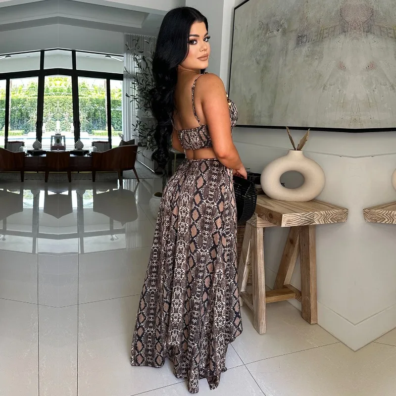 KEXU Mulheres Leopared Sem Mangas Alça Backless Strapless Cut Out Maxi Vestido Longo 2025 Praia Férias Vestidos de Festa Sexy