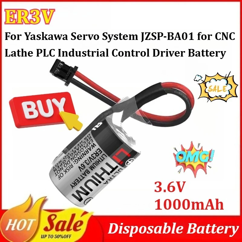 

10PCS ER3V 3.6V Disposable Battery for Yaskawa Servo System JZSP-BA01 for CNC Lathe PLC Industrial Control Driver Battery