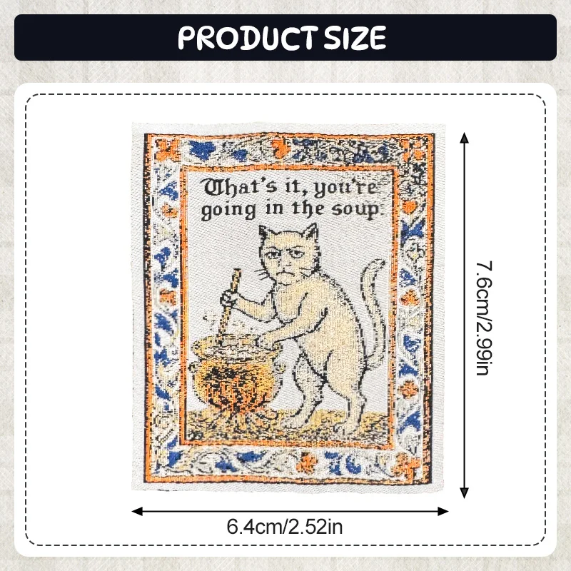 1pc Medieval Retro Distressed Style" You'Re Doomed" Witch Retro Scroll Style Embroidered Patch view 2