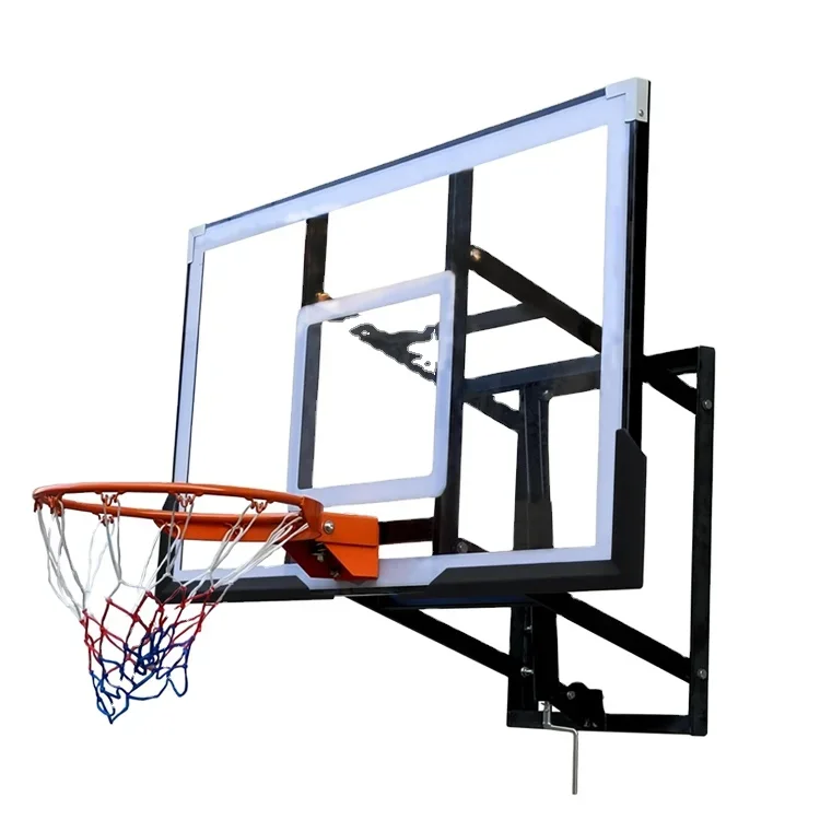 

Wall Mount Basketball Backboard 55 Inch Adjustable-Height Basketball Backboard and Rim Wall Mount