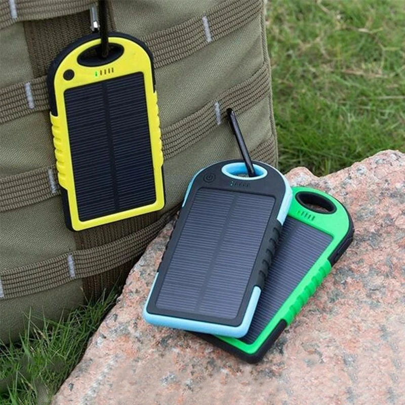 Solar Energy Portable Charger Power Bank 5000mAh External Battery Double USB Life Waterproof Powerbank For iPhone Xiaomi Samsung