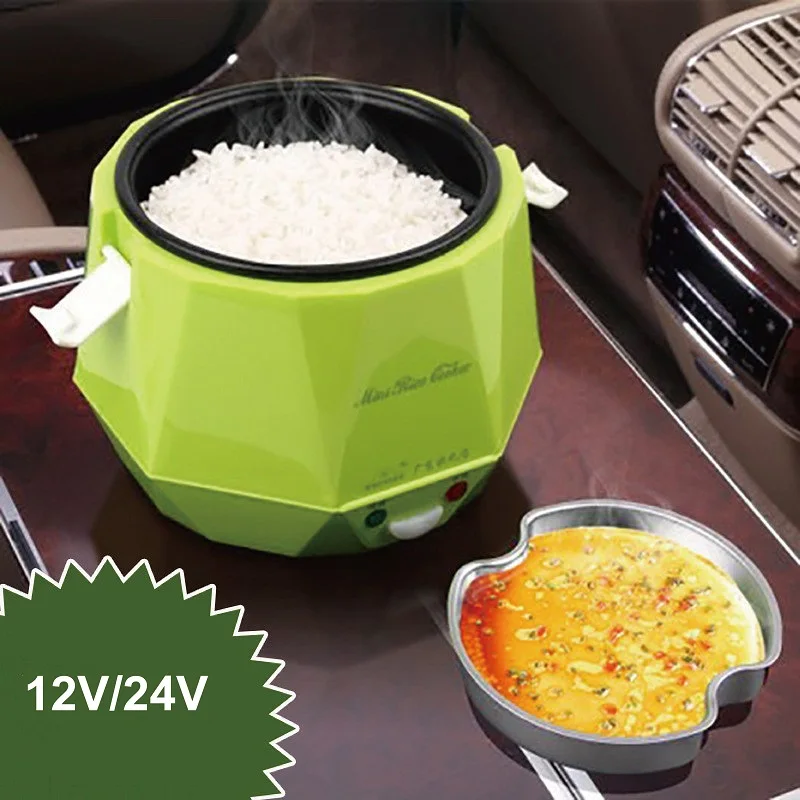 

1.6L Car Rice Cooker 12V/24V Electric Lunch Box Portable Food Warmer Multi-function Electric Cooking Pot Automatic Keep Warm
