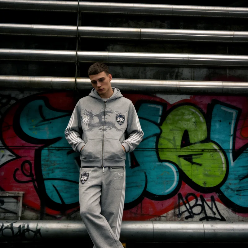 Retro Design Europäischen Amerikanischen Drei Bar Drucken Trendy Marke Straße Zipper Lose Fit Männer Frauen Hoodie Casual Street Wear