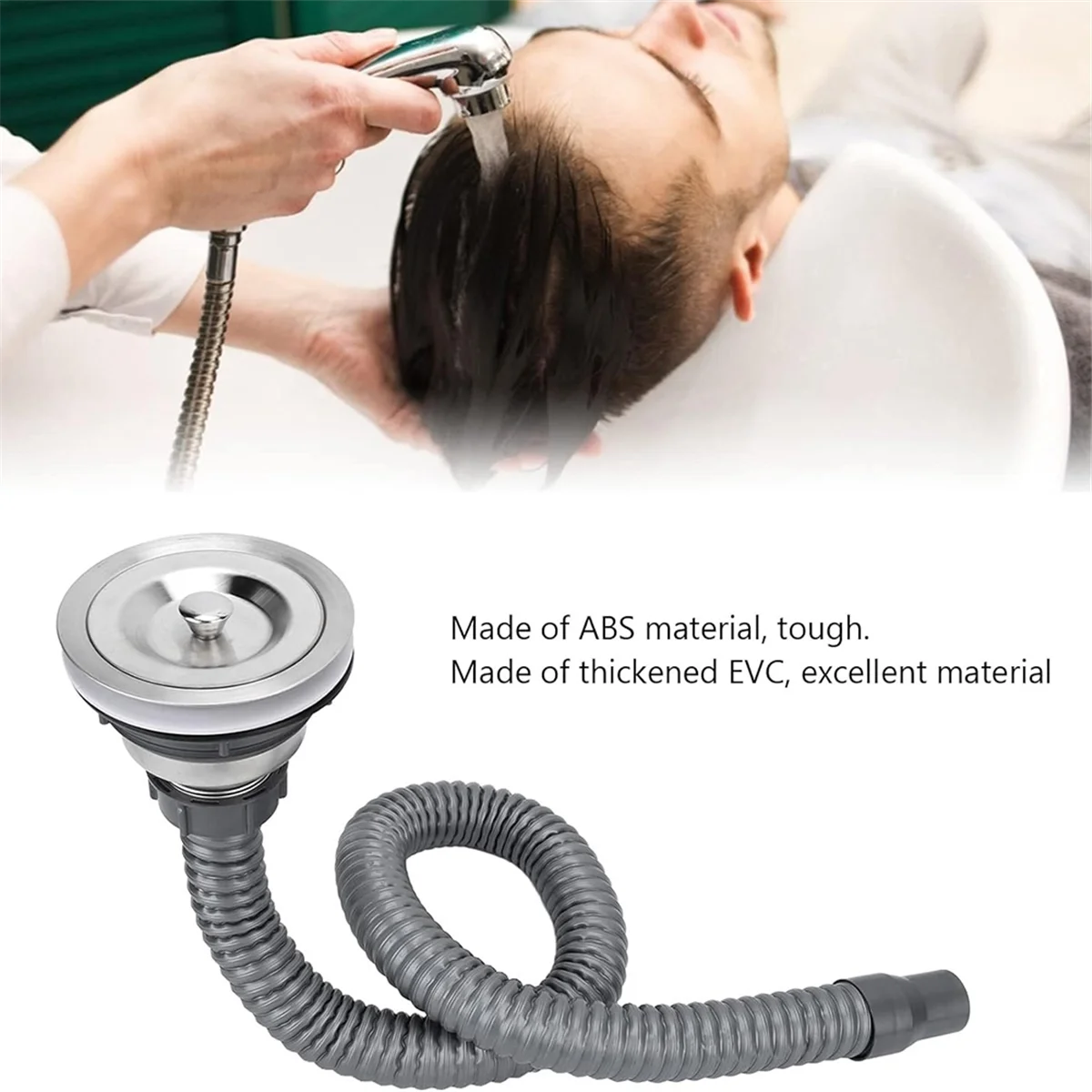 A95I-Drain Plug Stainless Steel Sink Plug, Hair Salon Shampoo Basin Drain Plug, Sink Plug with Hair Catcher for Shampoo Bed