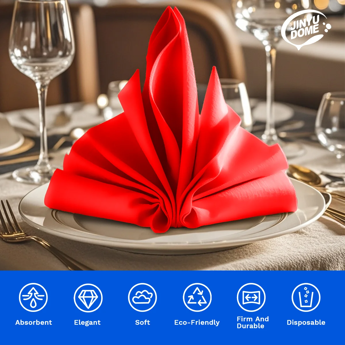 JINYUDOME 25/50Pcs Disposable Linen-Feel Dinner Napkins,40*40cm Colored Napkin Towel,Prefold Paper Napkin Pads For Party Wedding