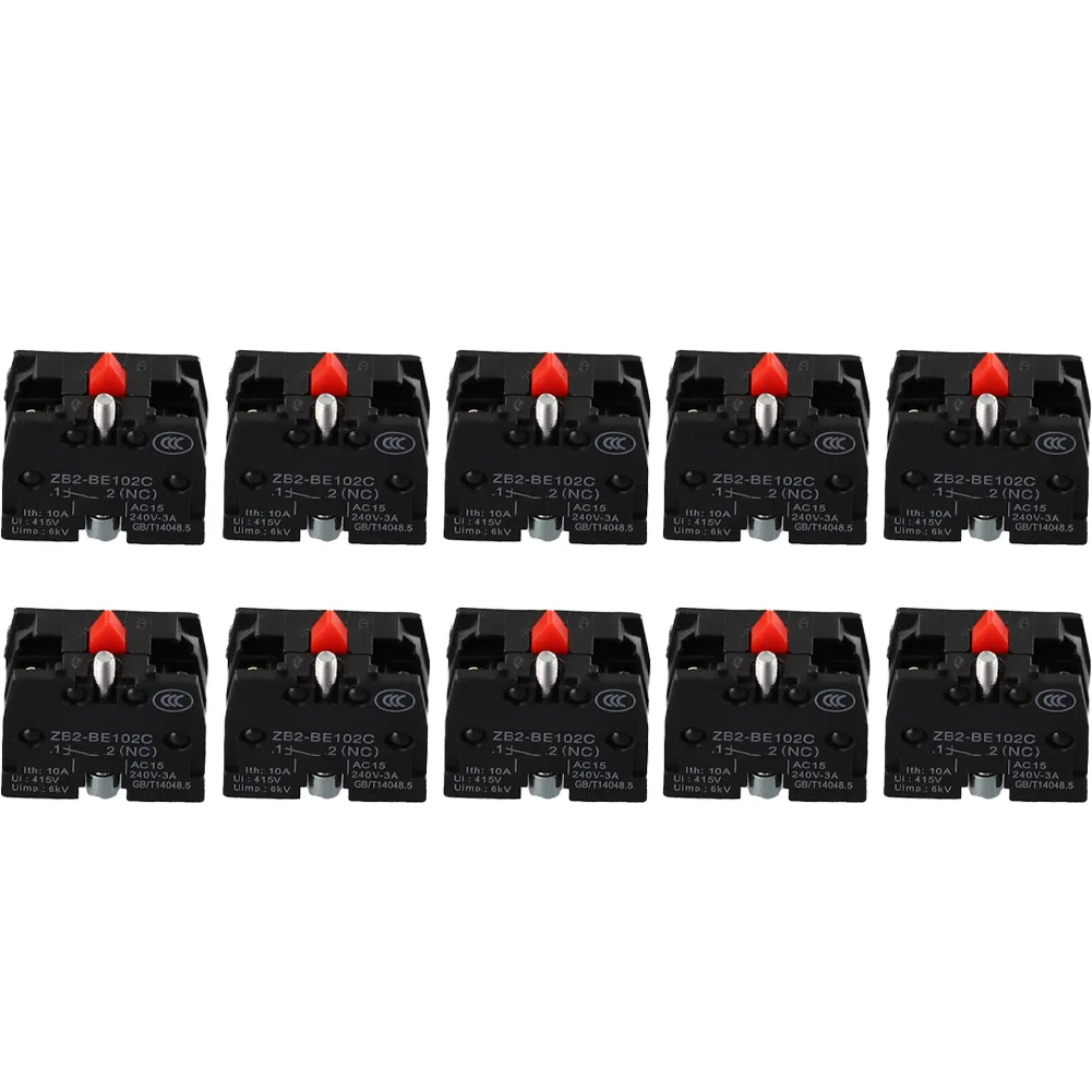 Pack of Ten Momentary Push Button Contacts Designed to Prevent Accidental Circuit Activation Rated at 10A 600V