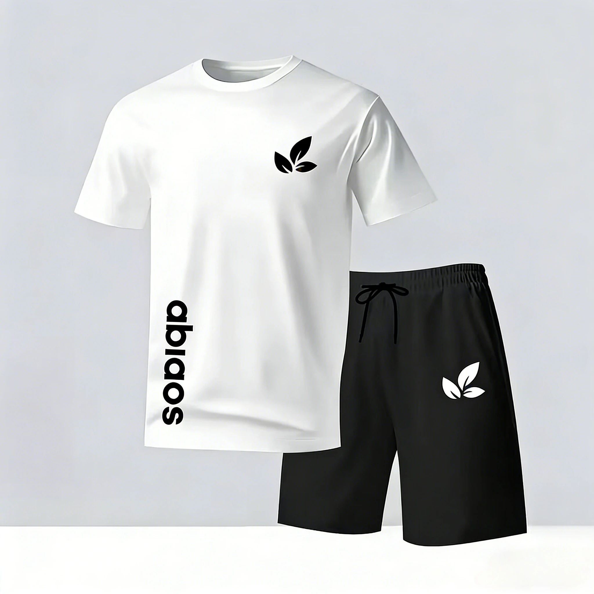 

2026 Men's Letter Print Sport Set, Quick Dry Breathable T-Shirt & Shorts, 2-Piece Casual Outdoor Fitness Outfit