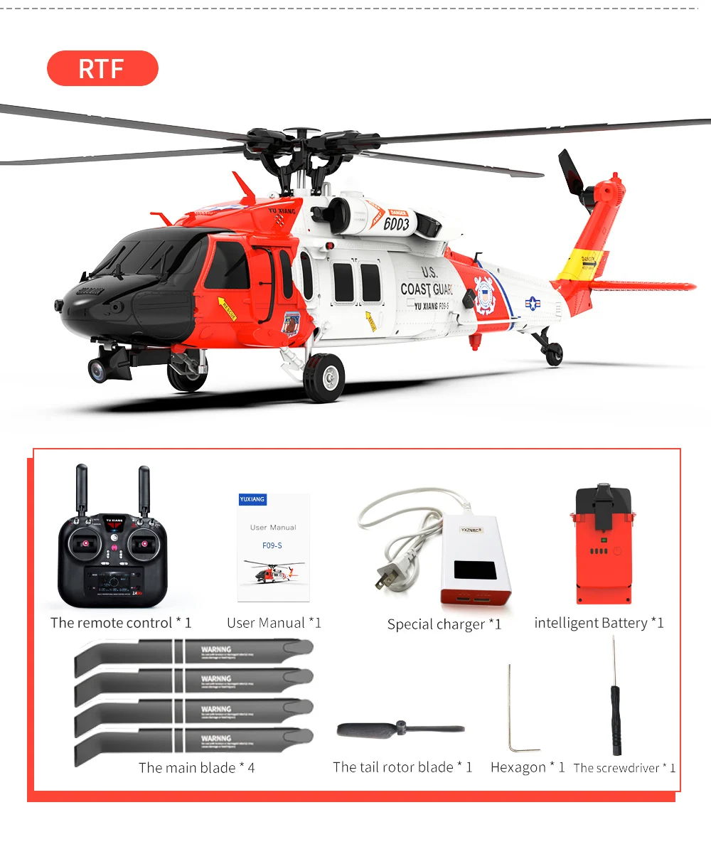 

Yuxiang F09-S Gps Rescue Eagle Uh60 Remote Control Helicopter One Click Reverse Flight Optical Flow Positioning Automatic Return