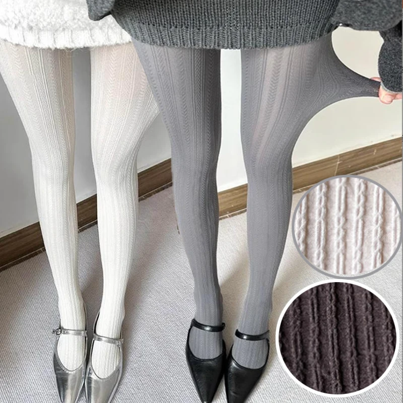 

Vintage Striped Thermal Tights Korean Harajuku Women Simple Comfortable Soft Pantyhose Autumn Winter Fashion Stocking Leggings