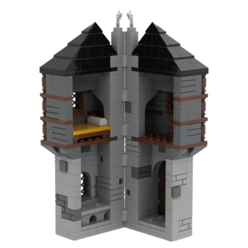 Spot MOC-228671 Mini Blue Medieval House DIY Small Particle Assembly Building Blocks Educational Toy Model Gift Set Ornaments