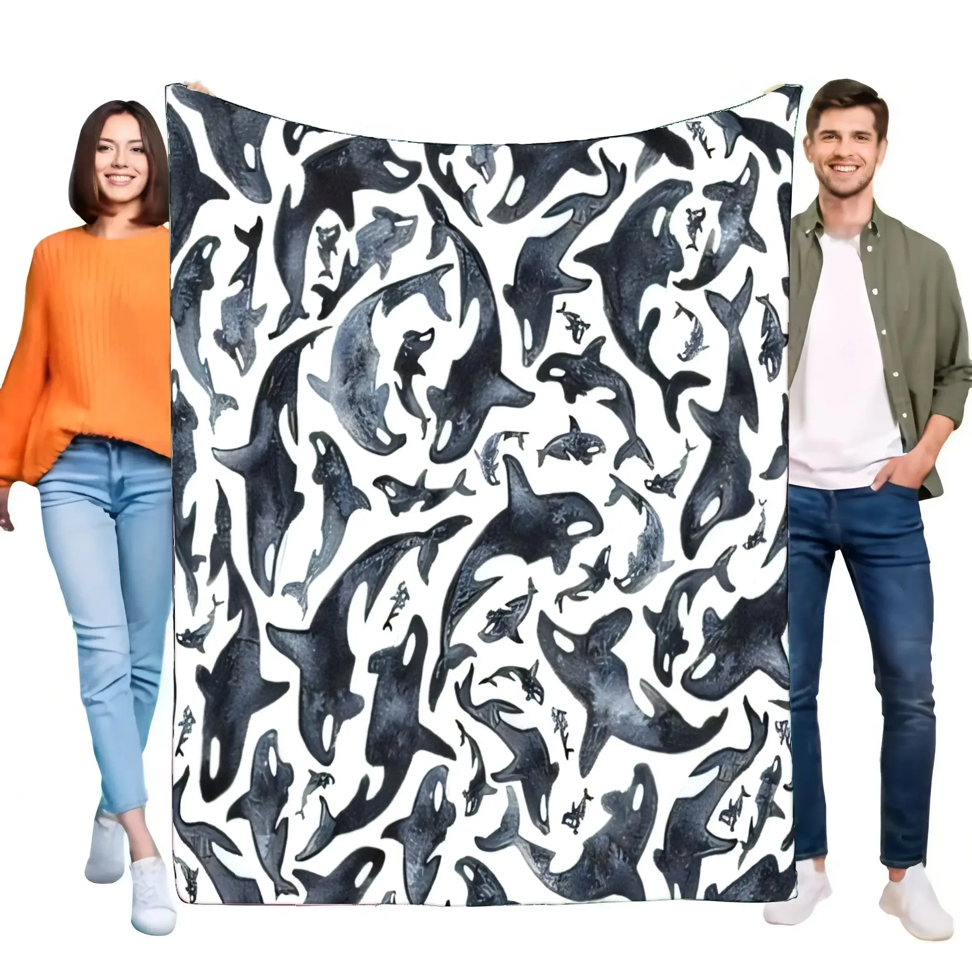 Orca Whale Cozy Blanket Soft Warm Plush Throw for Bed Sofa Home Decor Perfect Gift for Nature Lovers