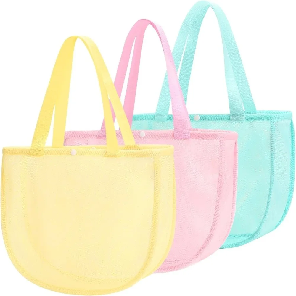 

INS Lightweight Solid Color Mesh Pouch Large Capacity Waterproof Beach Bag Eco-Friendly Reusable Storage Bag Vacation