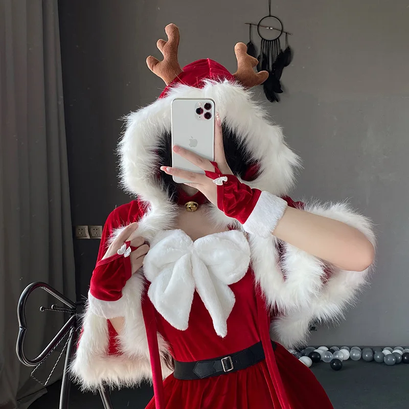 Christmas costume New ELK Shawl Cape Antler Net Red 2022 New Set Stage Suit Solid Color Performance Suit Birthday Gift