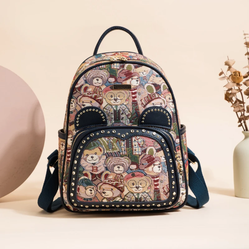 BeiBaoBao-mochila de piel sintética con remaches para mujer, morral de diseñador de lujo, a la moda, para estudiantes universitarios, 2023