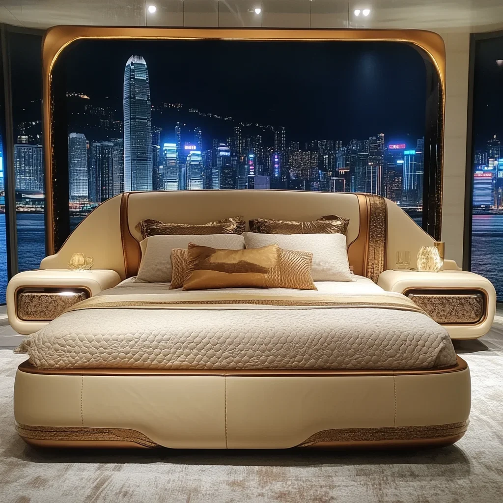 

Minimalist Simple Bed Double Frame Nordic Aesthetics Comfortable Safe Bed Hotel Soft Designer Fashionable Wood Lit Furniture