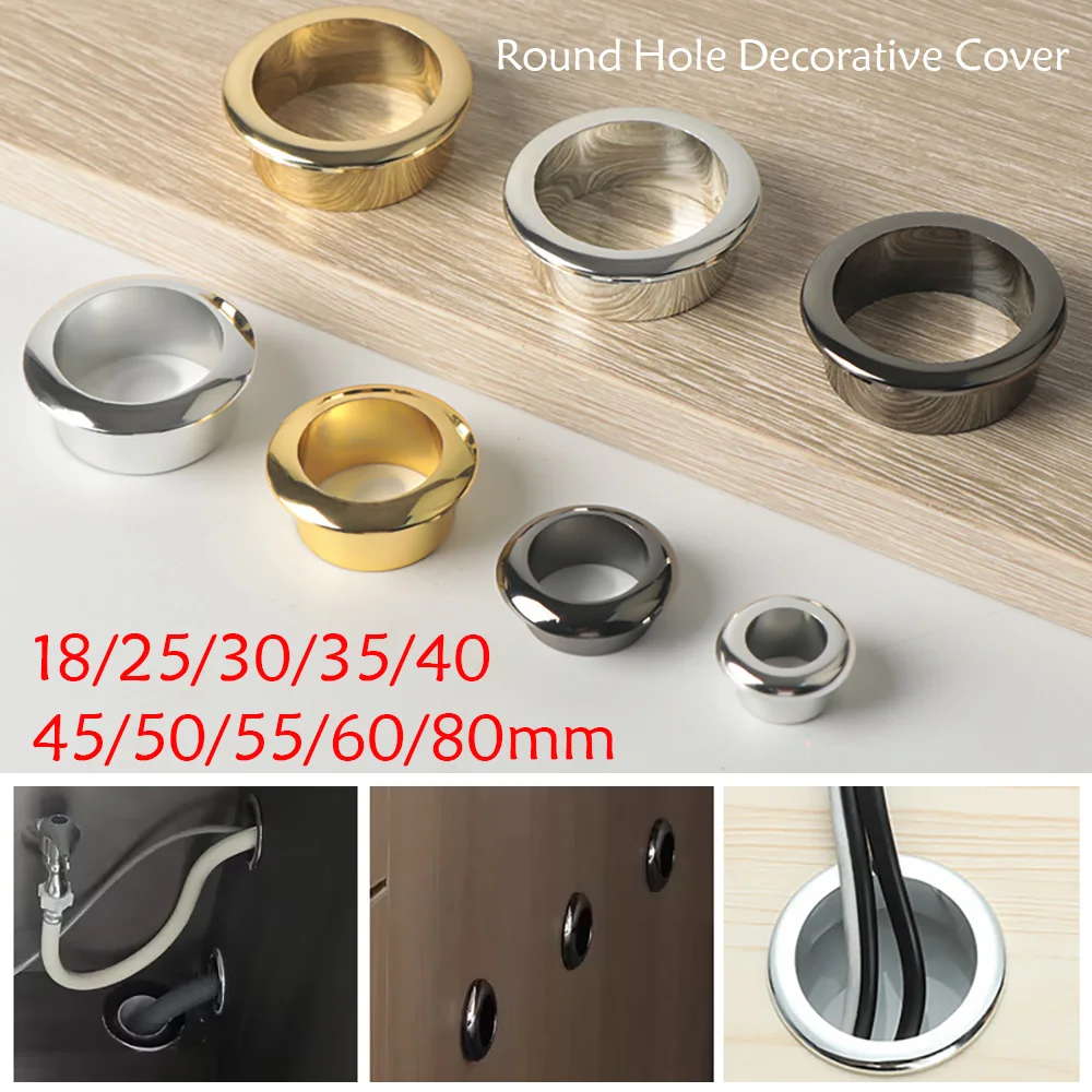 18-80mm Table Cable Outlet Grommet Round Plug Cover For PC Desk Wire Holder Cabinet Vent Hole Decorative Furniture Hardware