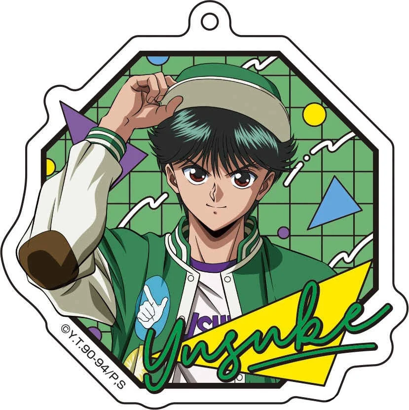Charm Anime Fans Gifts Yu Yu Hakusho Acrylic Keychain Assembly HD Characte Hiei Kurama Yuusuke Urameshi Ornaments About 6cm