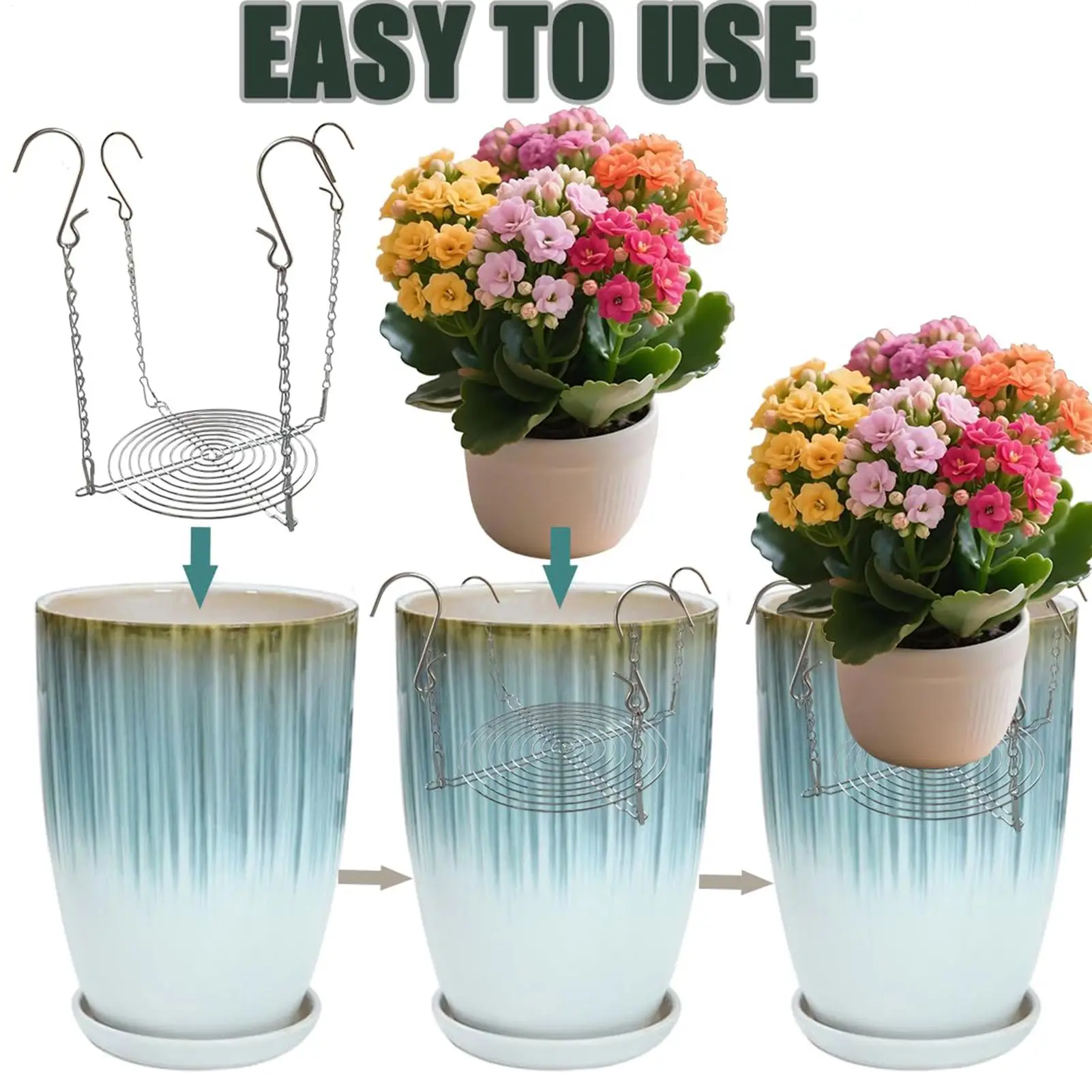 

Adjustable Planter Insert with 4 Hooks Vase Filler Base Adjustable Plant Risers for Inside Pot for Inside Outside Indoor