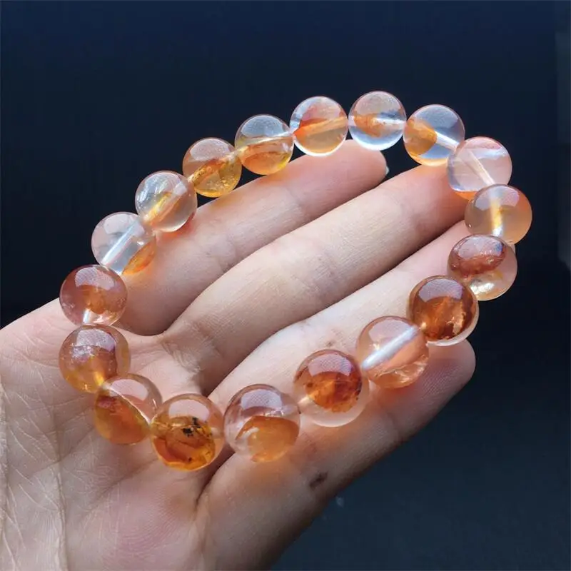 12MM Natural Fire Quartz Hematoid Bracelet Crystal Yoga Reiki Healing Stretch Bangles Female 1PCS