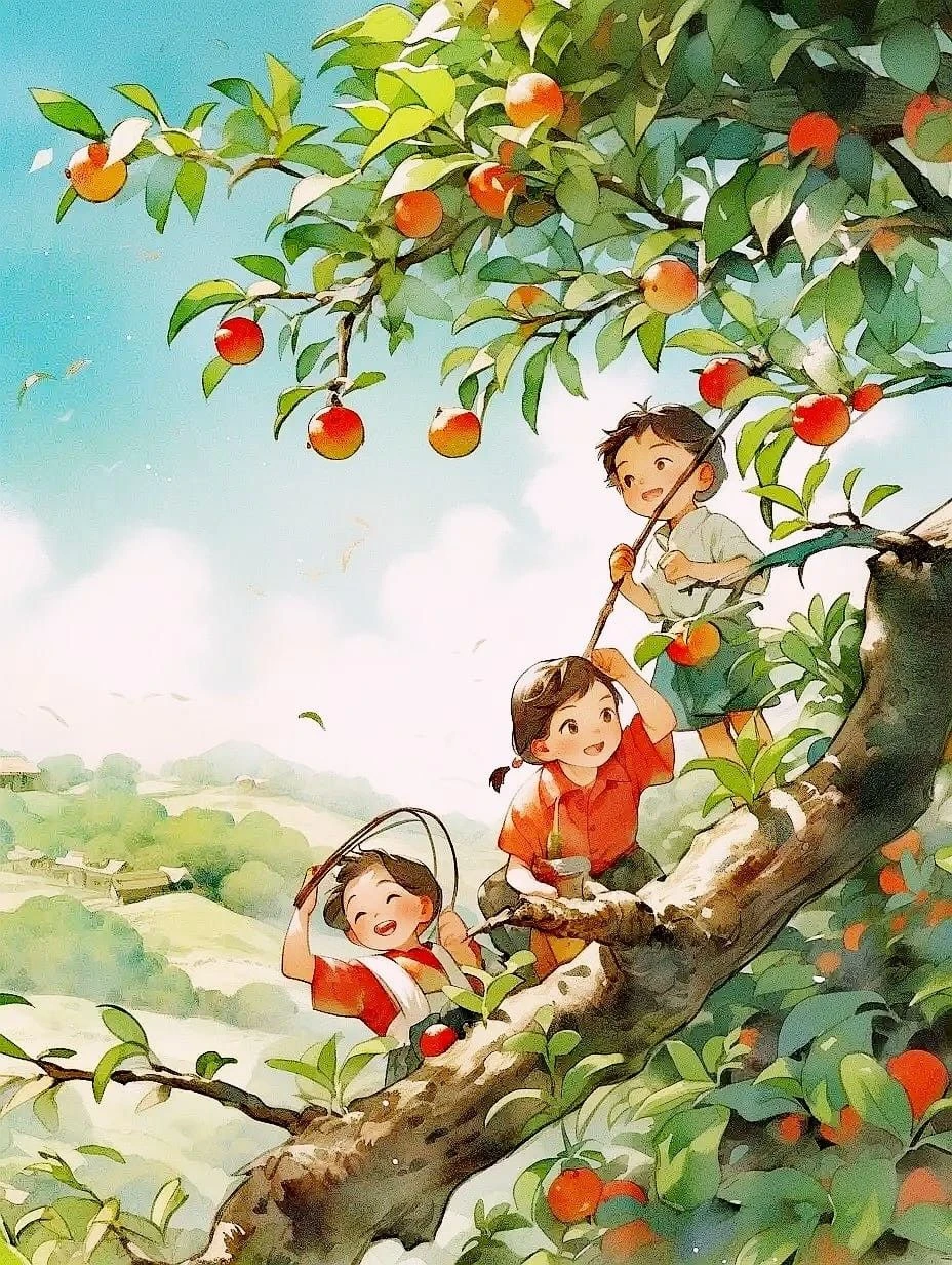 

500/1000/1200/2000 PCS Jigsaw Puzzles Happy Child Picking Fruits Family Activity Games for Gameroom Bedroom Home Decor Gift
