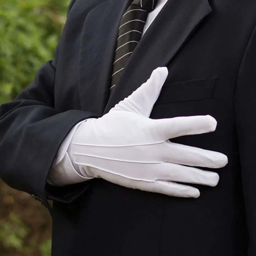 Thin White Cotton Gloves New Etiquette Soft Driving Gloves Hand Moisturising Uniform Police Waiters Formal Cotton Gloves