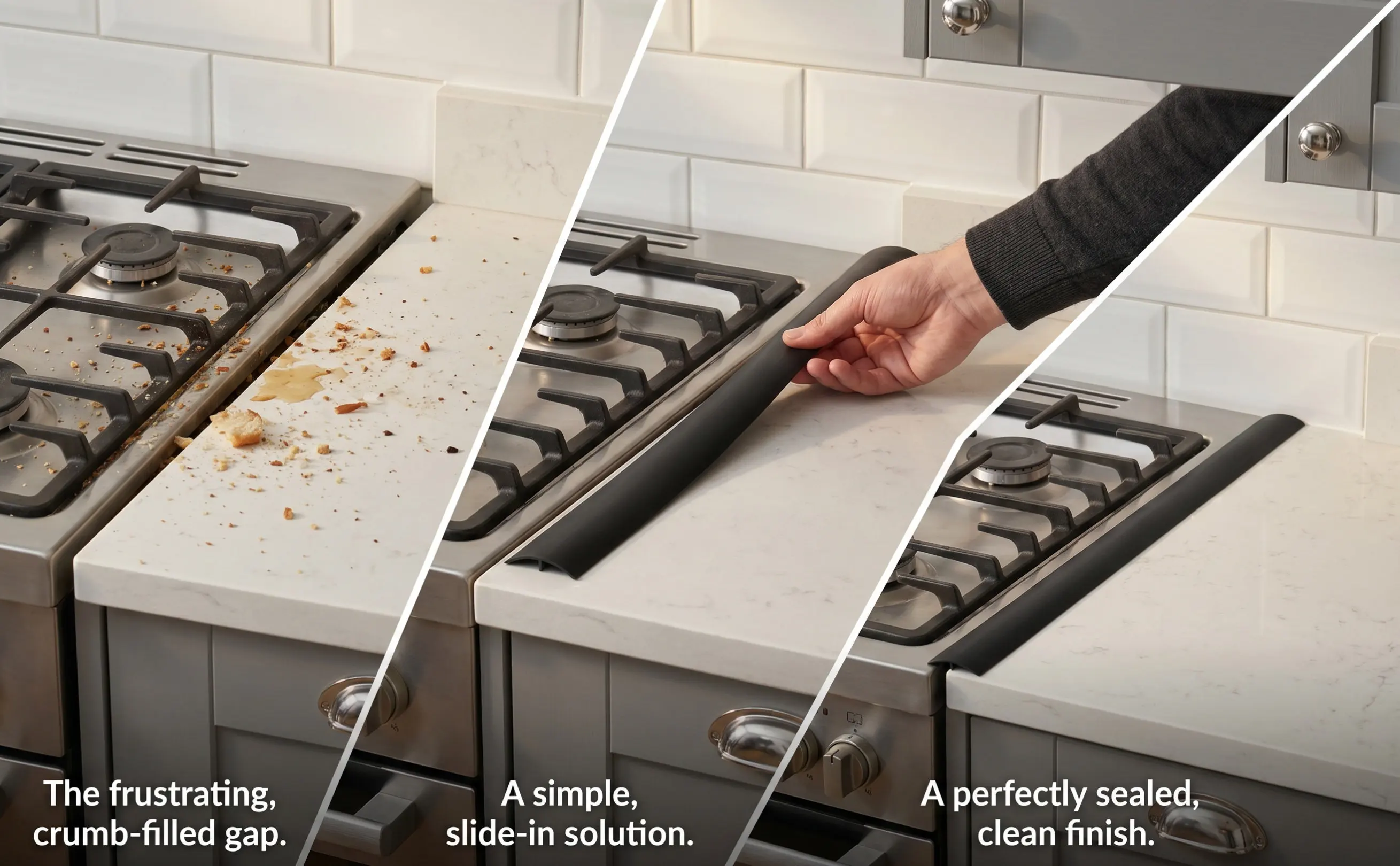 2Pcs Silicone Stove Gaps Covers Kitchen Seal Slit Filler Flexible Heat Resistant Protector Cover Oven Side Guard Nonslip Dust