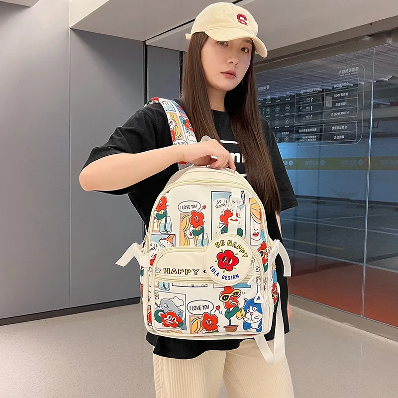 Schult asche weibliche College-Student Graffiti Nische männliche Schüler Grundschule Schüler große Kapazität japanischen Cartoon Rucksack