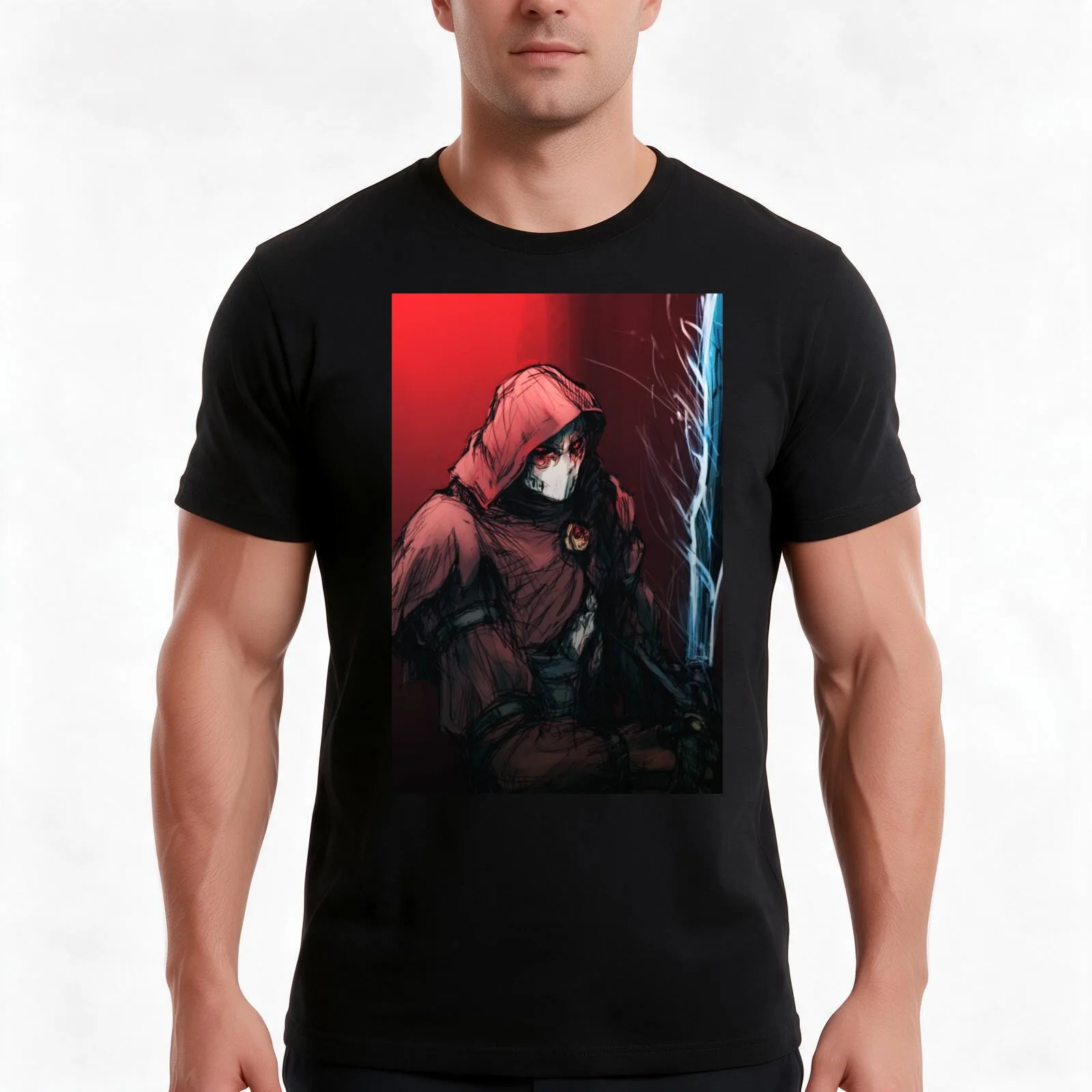 Jack of Blades w/ the sword of Aeons ~ Fable T-Shirt, Summer Casual Cotton Tee, Oversized Streetwear Tops, Vintage Graphic Print