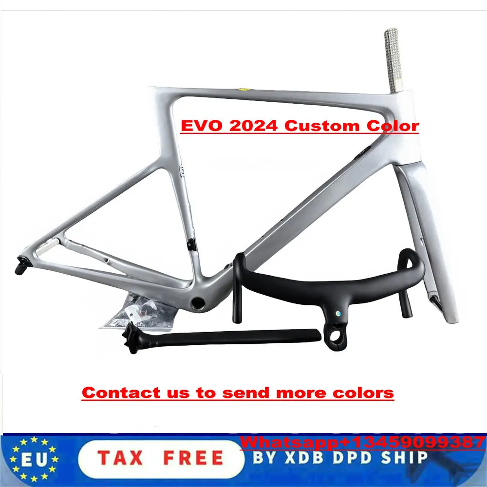 Custom color and logo EVO Disc Carbon Frame Sliver Internal Cable Bicycle Frameset 44cm 48cm 51cm 54cm 56cm