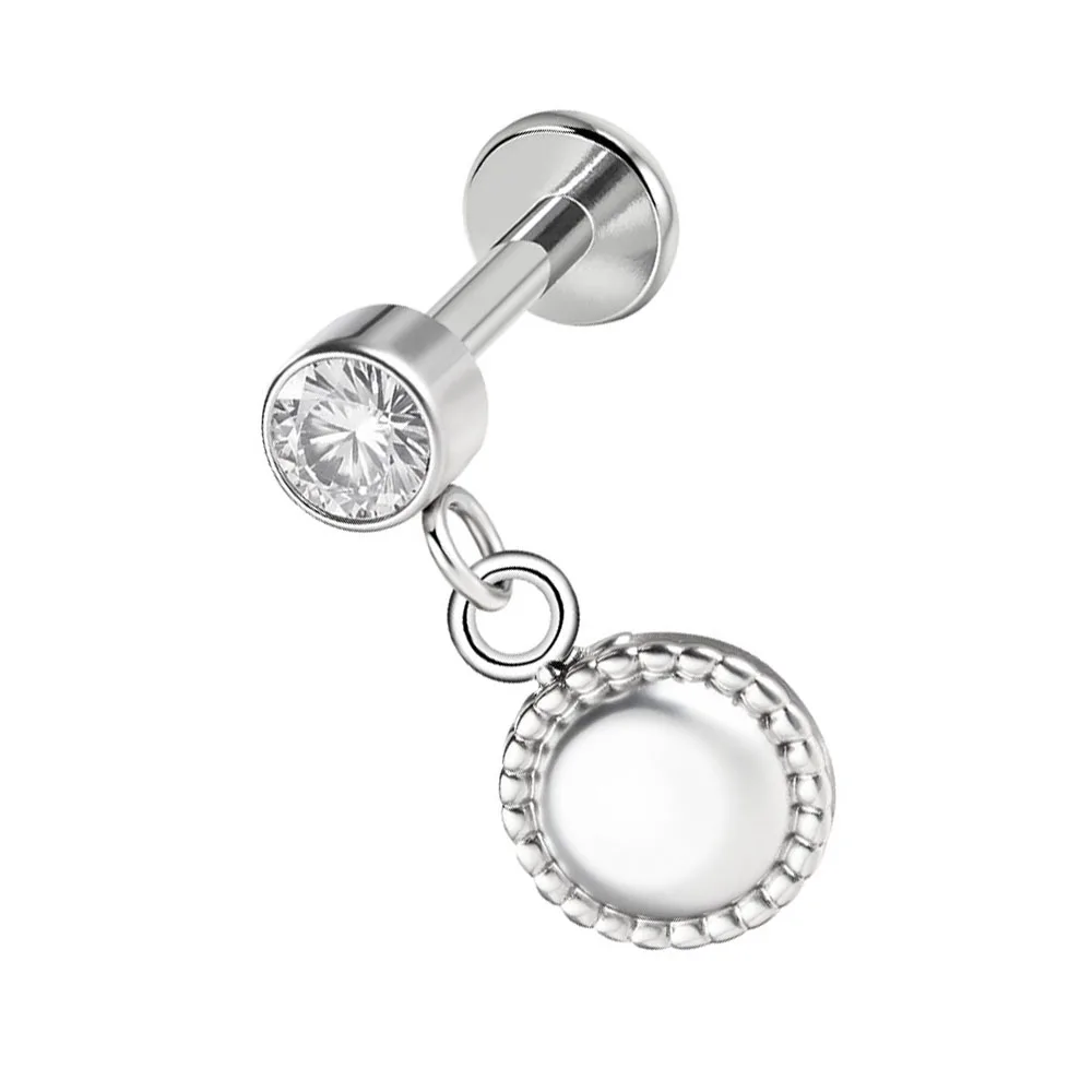 قطعة واحدة من قلادة الشفاه الأوروبية والأمريكية المصنوعة من الفولاذ المقاوم للصدأ مع مجوهرات ثقب الجسم من الزركون