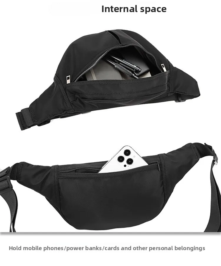 New Fashionable Men's Crossbody Bag, Casual Waterproof Chest Bag, Simple and Lightweight, Multi-layer Crossbody Small Waist Bag