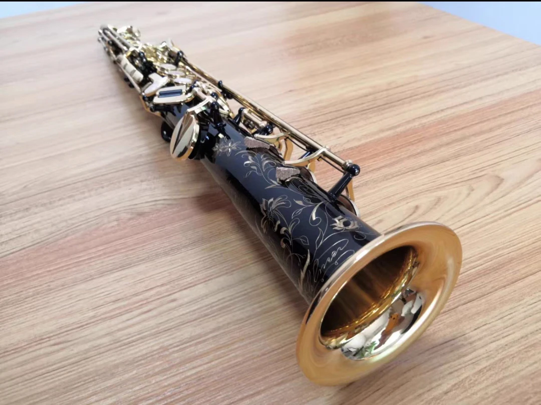 France 802 Original 1 :1 key type Black nickel gold silver plated Soprano Saxophone B-flat professional playing Musical Instrume