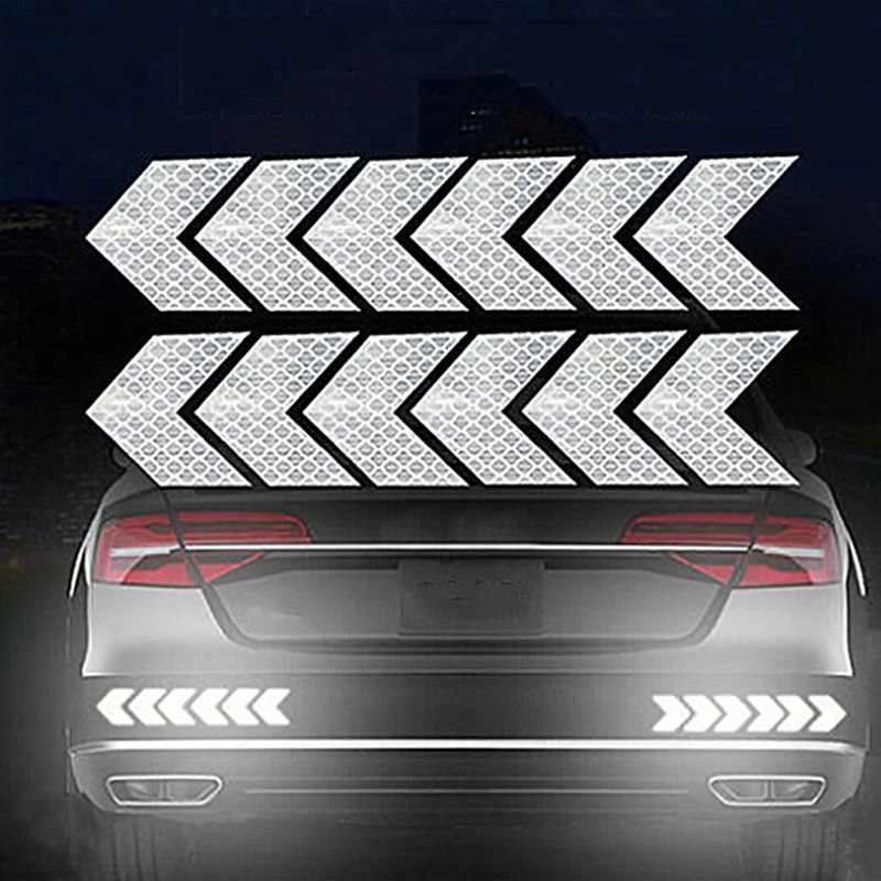 12 Stuks Grote Auto Nacht Waarschuwing Reflecterende Sticker Kras Gemodificeerde Elektrische Motorfiets Lichaam Sticker