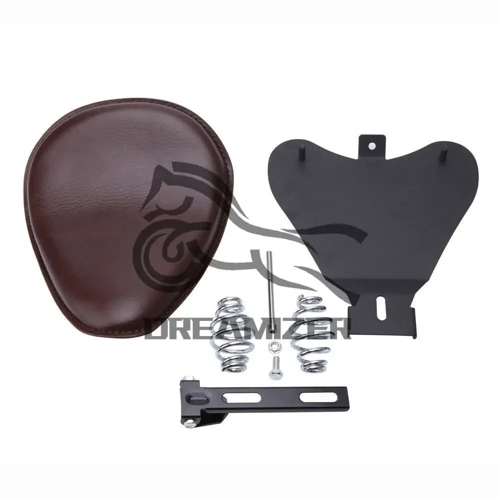 Universal Motocicleta Solo Saddle Seat Cover, Primavera Bracket Base Leather Seat, Honda Rebel CMX250C, Yamaha Virago XV250