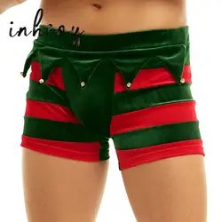 Mens Velvet Christmas Holiday Fancy Cosplay Costume Boxer Shorts Underwear Xmas Party Santa Claus Trunk Underpants Clubwear