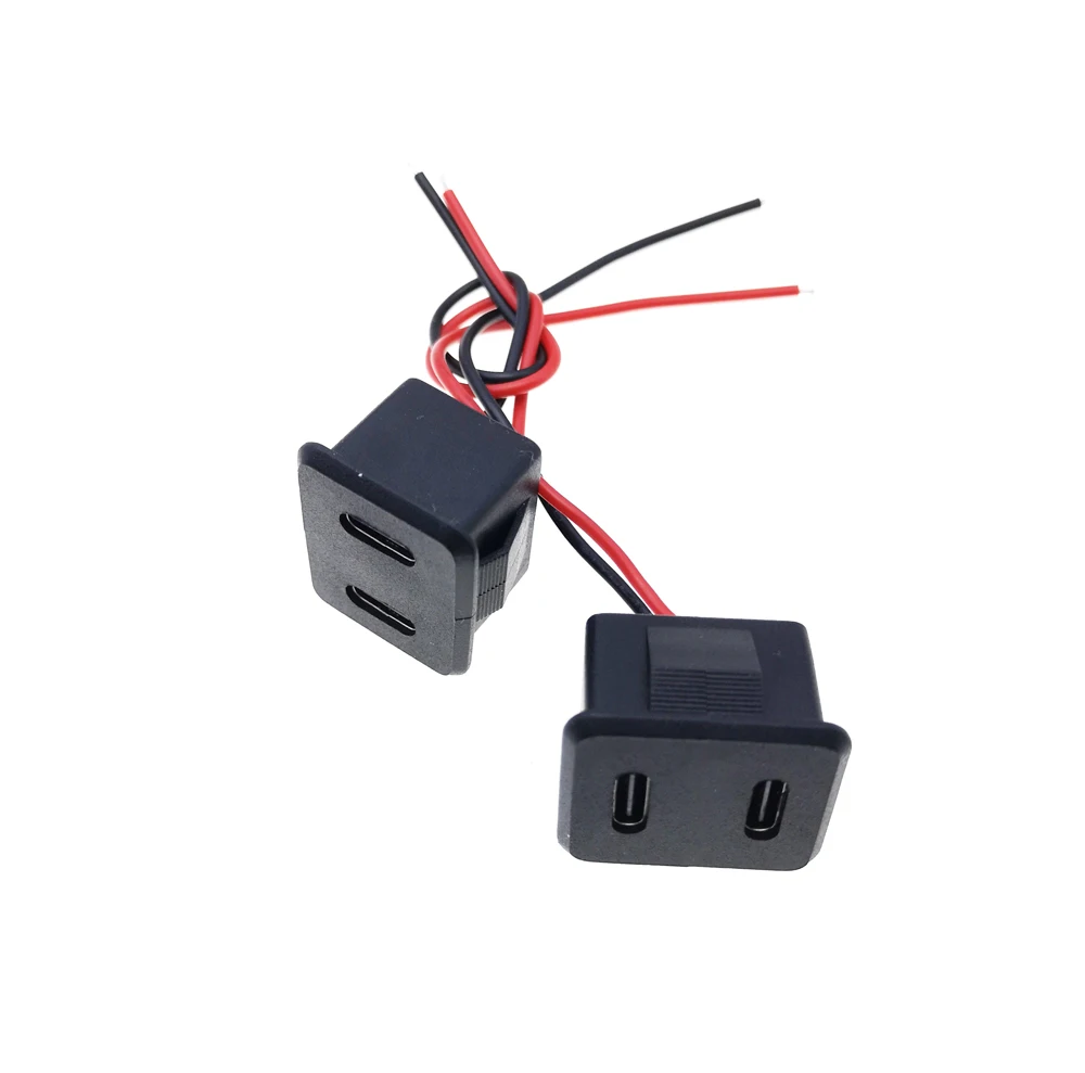 مقبس مقاوم للماء مزدوج الطبقات من النوع C ، قاعدة أنثى ، مصباح USB ، شحن ، مقبس طاقة مع موصل كابل ، 5A ، 20V