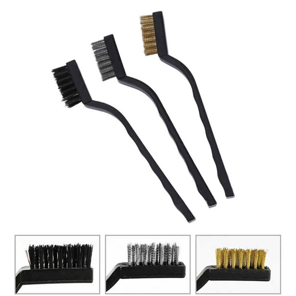 1/3pcs 17cm Industrial Cleaning Brush Stainless Steel/Copper/Nylon Wire Brushes Rust Scrub Remove Cleaning Hand Tools