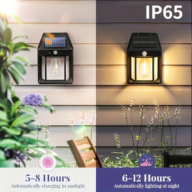 Solar Wall Lights for Motion Sensor Light Three Operation Modes Ideal for Patios Outdoor Areas Porches Deck And Entrances
