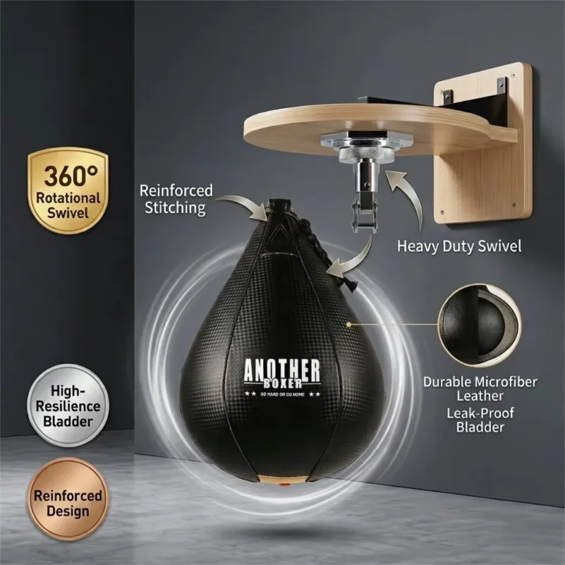 Boxing Speed Ball Pear Shape Punching Ball Reflex Ball with Spinner Base for Hand Eye Speed Reaction Coordination Workout