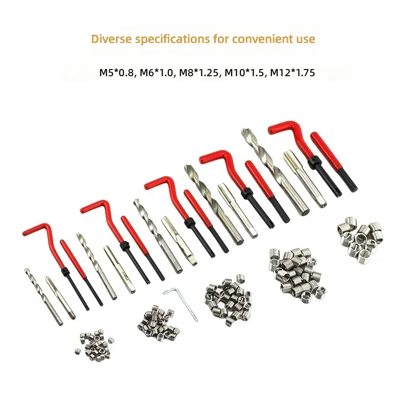 131pcs Thread Repair Kit Tap Drill Bit Set Hand Self Tapping Insert Heli Coil Wire Sleeve Tools
