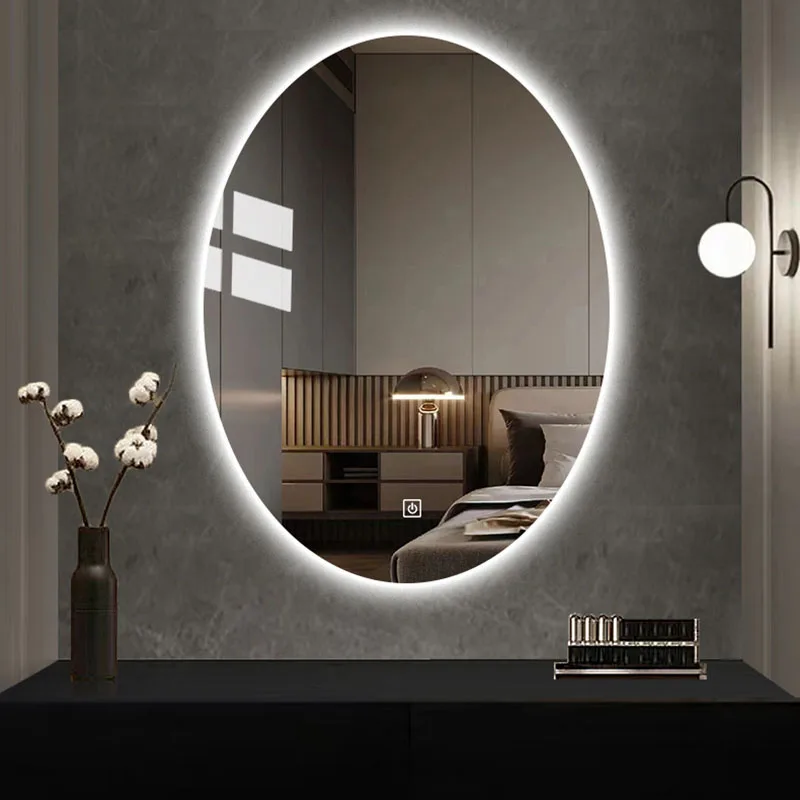 Intelligent Oval Bathroom Mirror With light LED Mirrors Modern Minimalist Wall Mounted Luminous Mirror Demisting Espejos De Baño